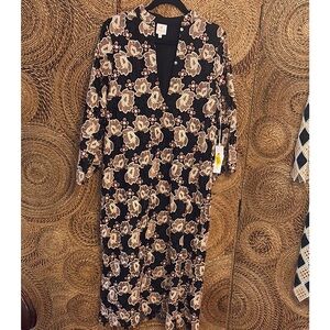 j. marie Black Tan Midi Dress 3/4 Sleeves